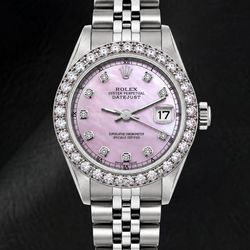 Rolex Datejust 6916 26 mm Orologio in Acciaio Inossidabile con Quadrante con Diamanti in Madreperla Rosa