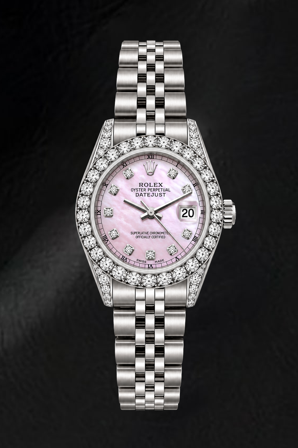 Rolex Datejust 6916 26 mm Orologio in Acciaio Inossidabile con Quadrante con Diamanti in Madreperla Rosa