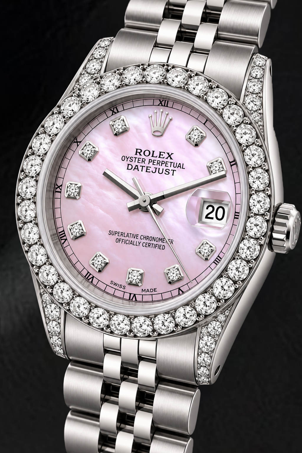 Rolex Datejust 6916 26 mm Orologio in Acciaio Inossidabile con Quadrante con Diamanti in Madreperla Rosa