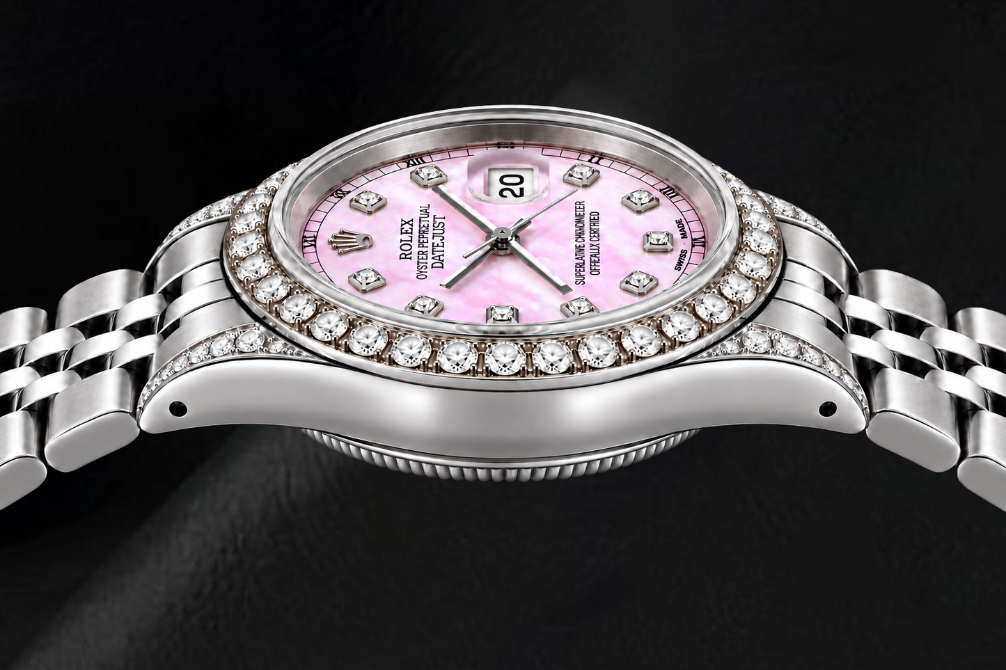 Rolex Datejust 6916 26 mm Orologio in Acciaio Inossidabile con Quadrante con Diamanti in Madreperla Rosa