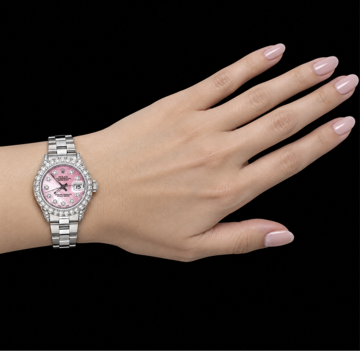 Rolex Datejust 6916 26 mm Orologio in Acciaio Inossidabile con Quadrante con Diamanti in Madreperla Rosa