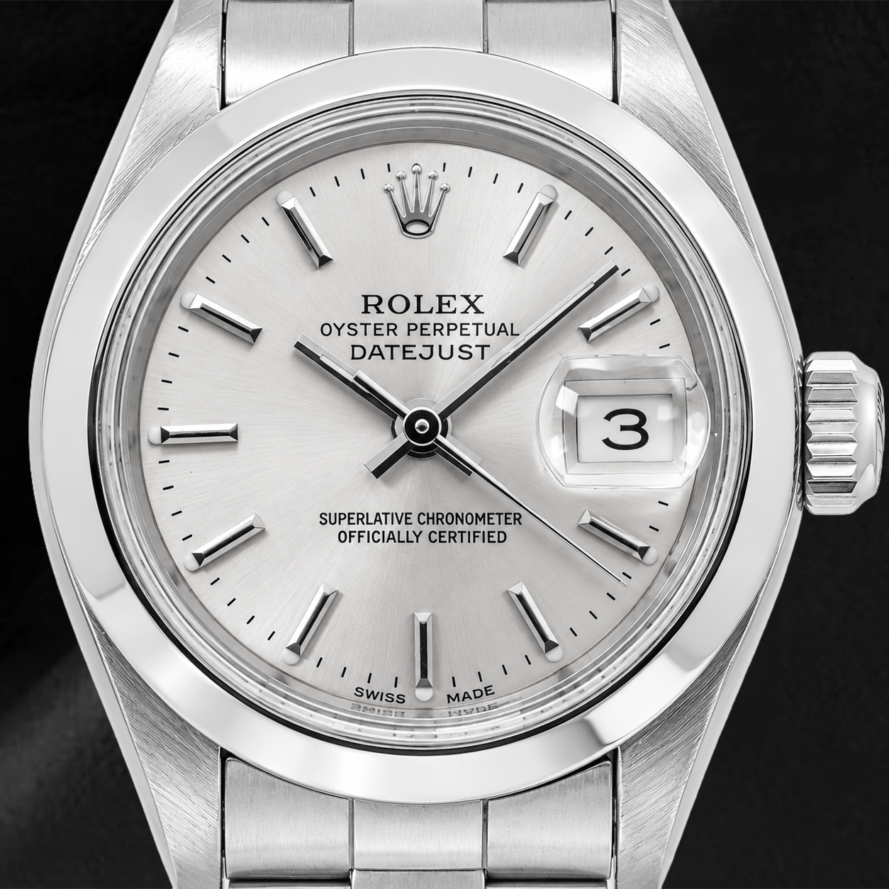 Orologio Rolex Datejust 6916 26 mm Quadrante Argento con Indici a Bastone Acciaio Inossidabile Bracciale Oyster