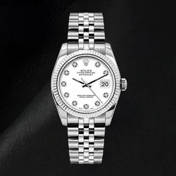 Rolex Datejust 6916 26 mm Orologio in Acciaio Inossidabile con Quadrante Bianco con Diamanti