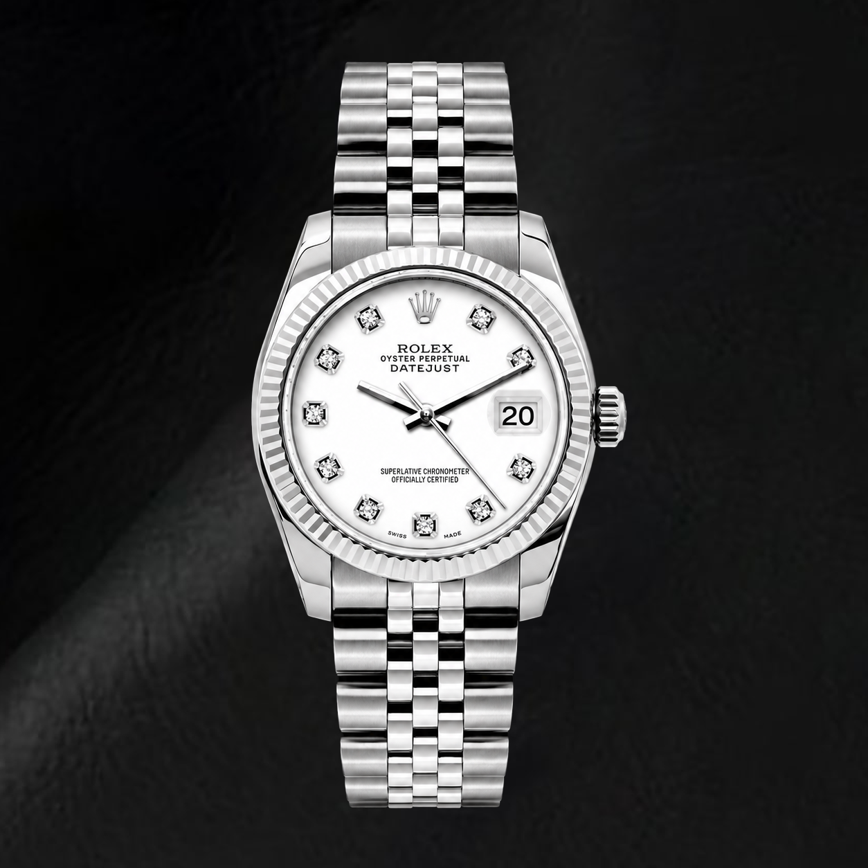 Rolex Datejust 6916 26 mm Orologio in Acciaio Inossidabile con Quadrante Bianco con Diamanti