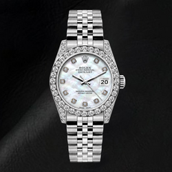 Orologio Rolex Datejust 6916 26 mm in Acciaio Inossidabile con Quadrante con Diamanti in Madreperla Bianca