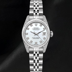 Orologio Rolex Datejust 6916 26mm in Acciaio Inossidabile con Madreperla Bianca e Diamanti