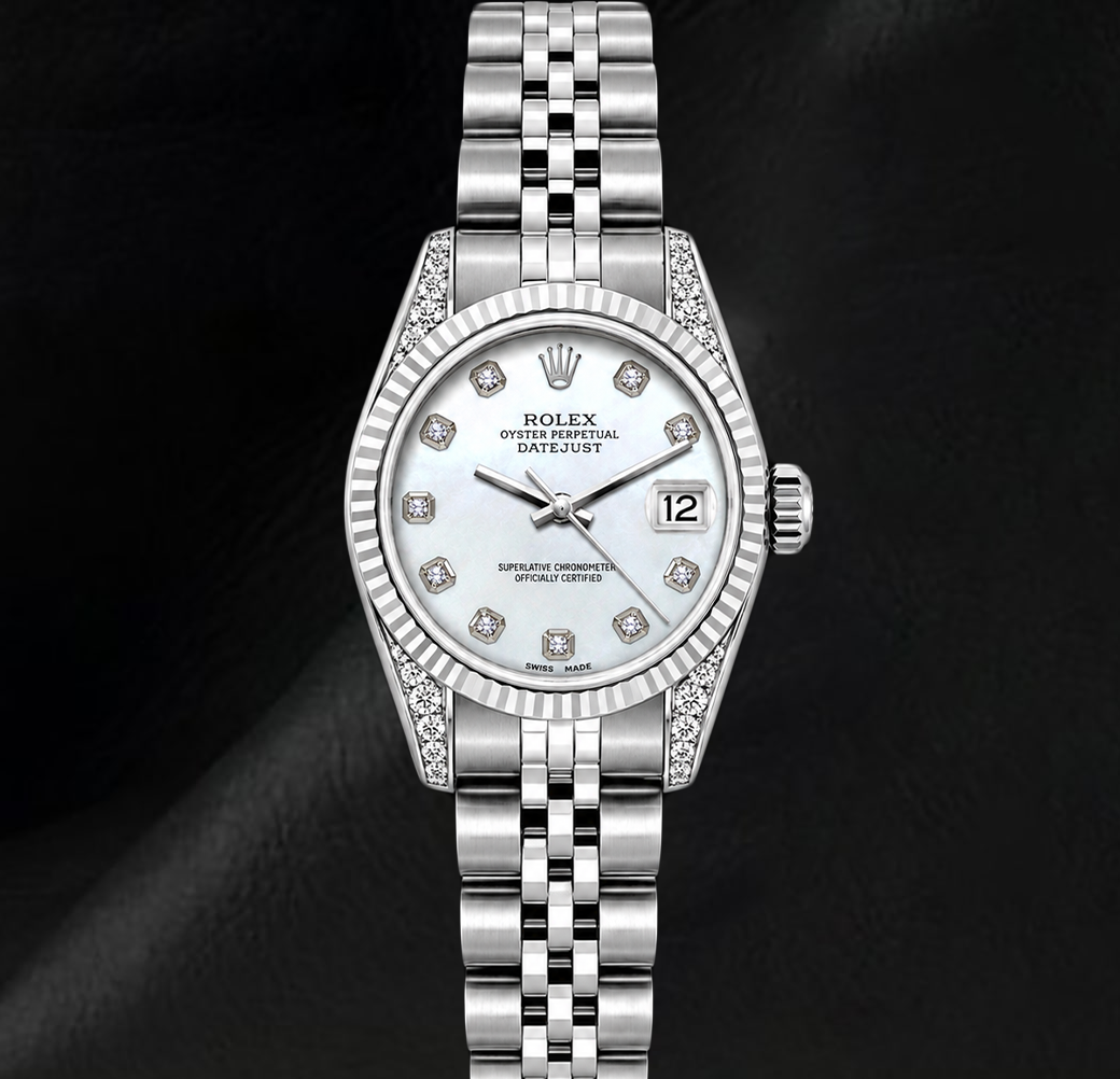 Orologio Rolex Datejust 6916 26mm in Acciaio Inossidabile con Madreperla Bianca e Diamanti