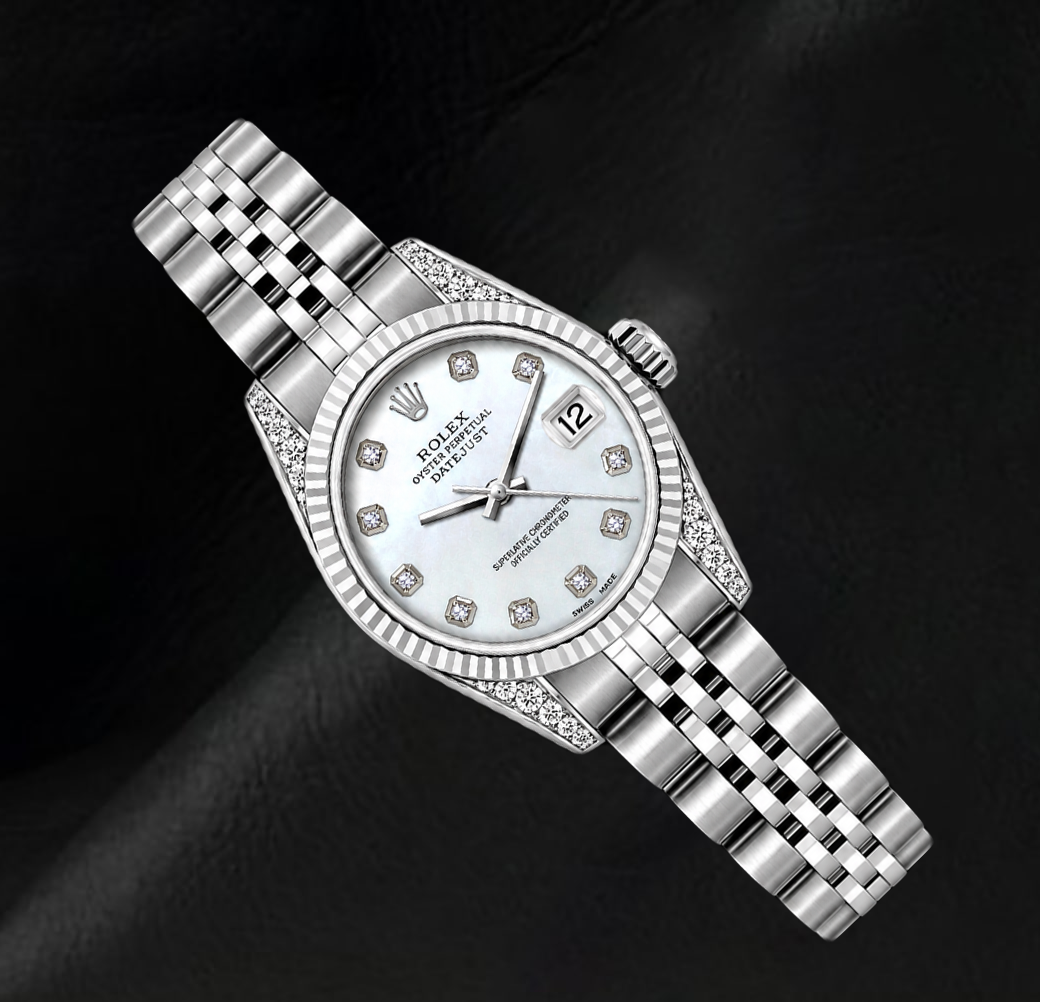 Orologio Rolex Datejust 6916 26mm in Acciaio Inossidabile con Madreperla Bianca e Diamanti