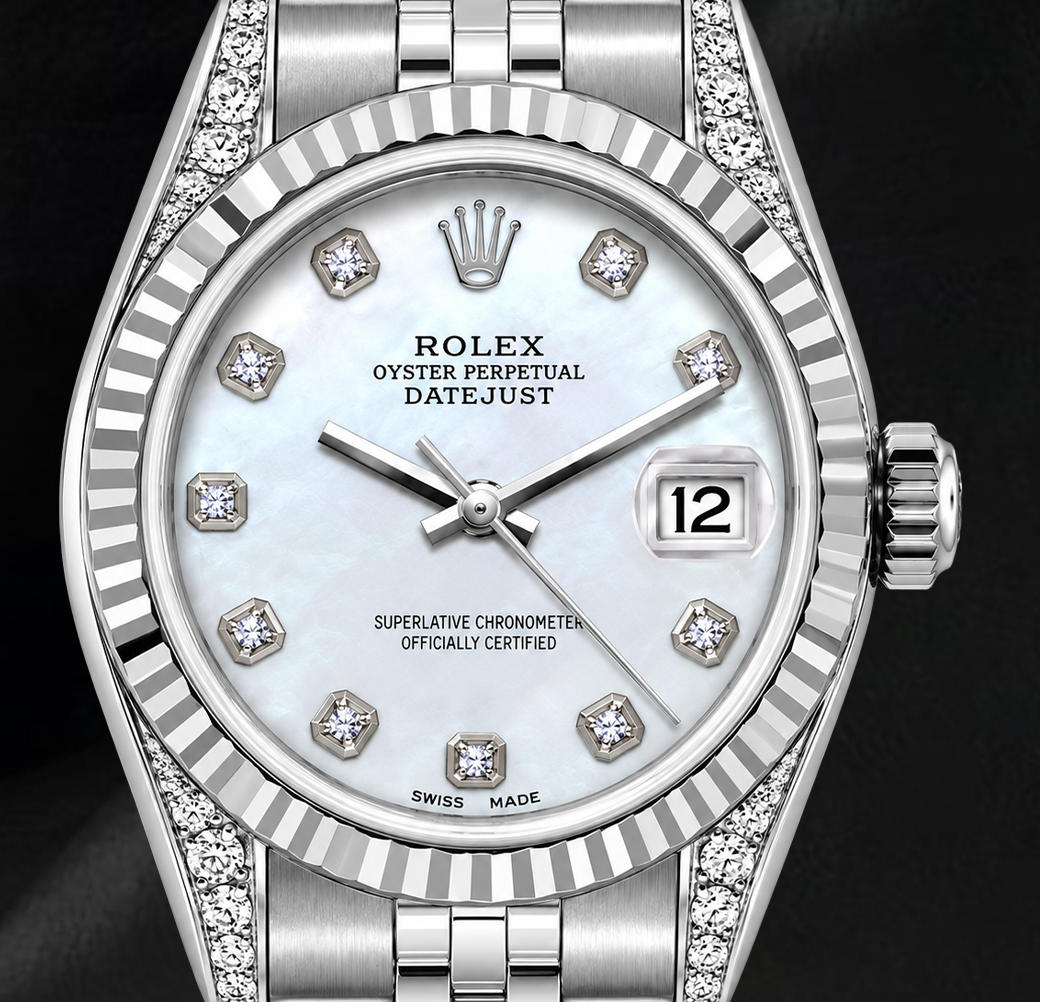 Orologio Rolex Datejust 6916 26mm in Acciaio Inossidabile con Madreperla Bianca e Diamanti
