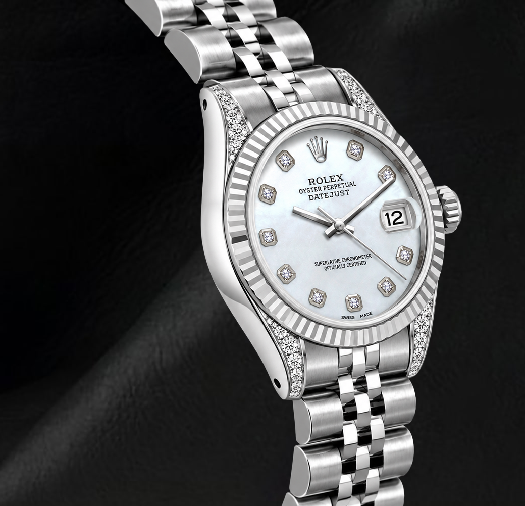 Orologio Rolex Datejust 6916 26mm in Acciaio Inossidabile con Madreperla Bianca e Diamanti