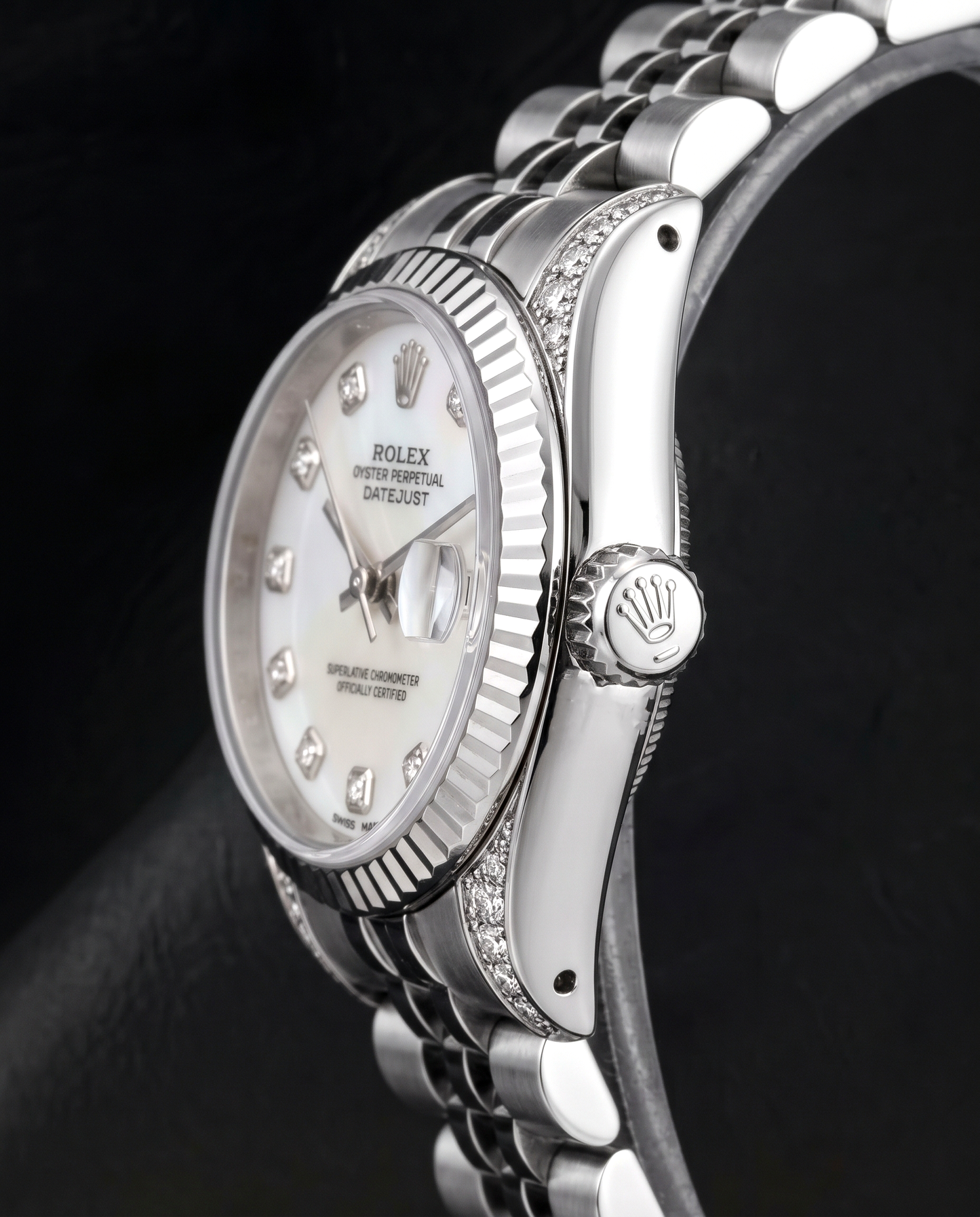 Orologio Rolex Datejust 6916 26mm in Acciaio Inossidabile con Madreperla Bianca e Diamanti