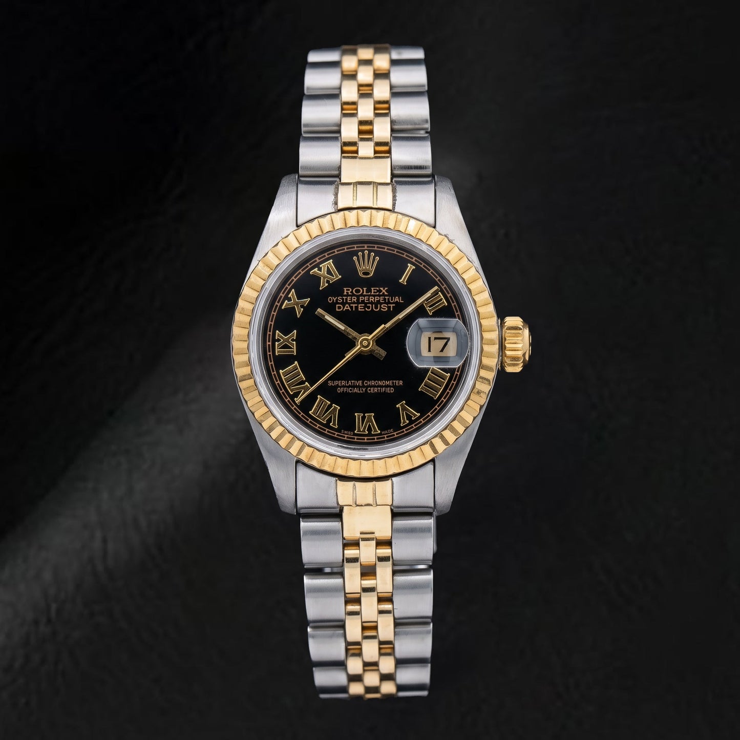 Rolex Datejust 69173 26 mm Orologio Bicolore Quadrante Nero con Numeri Romani