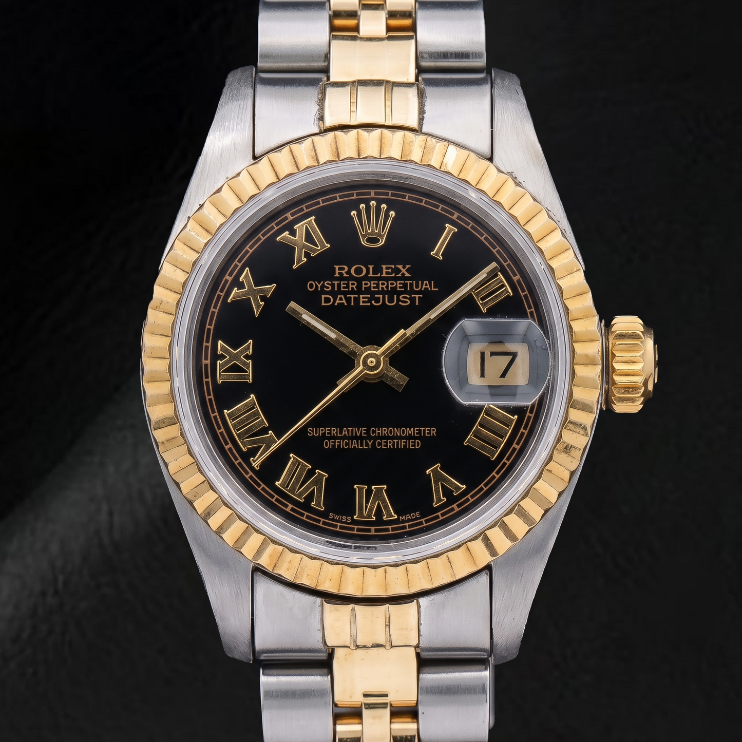 Rolex Datejust 69173 26 mm Orologio Bicolore Quadrante Nero con Numeri Romani