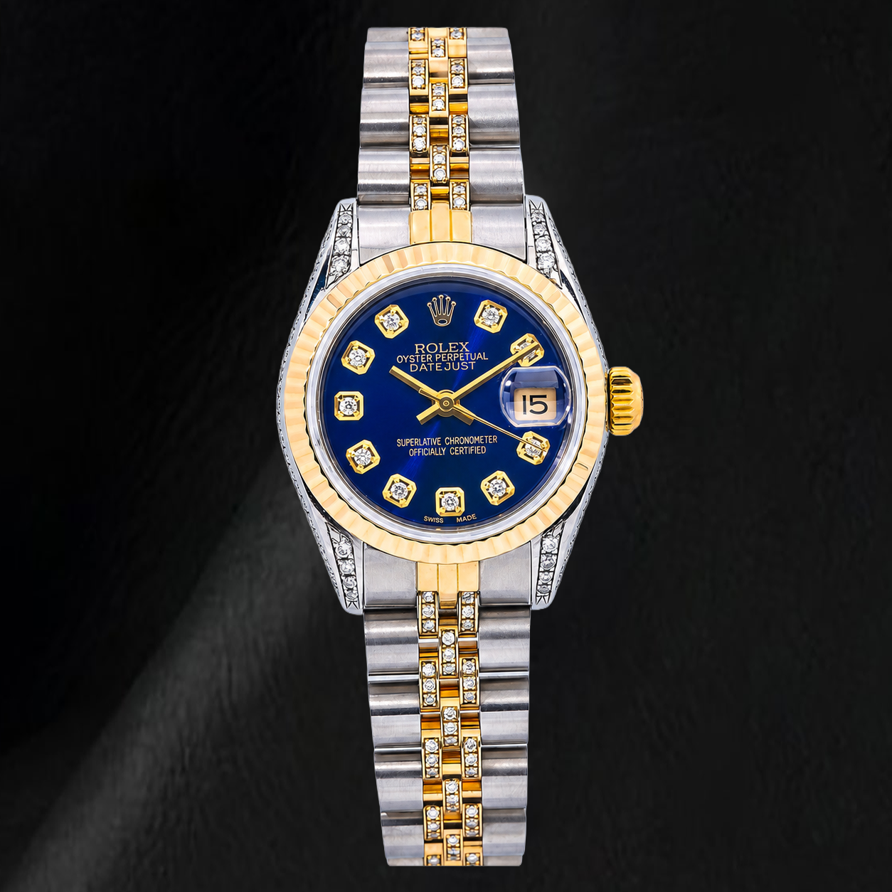 Rolex Datejust 69173 26 mm Orologio Bicolore Quadrante Blu con Diamanti