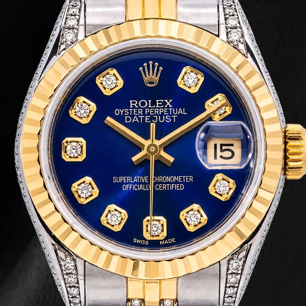 Rolex Datejust 69173 26 mm Orologio Bicolore Quadrante Blu con Diamanti