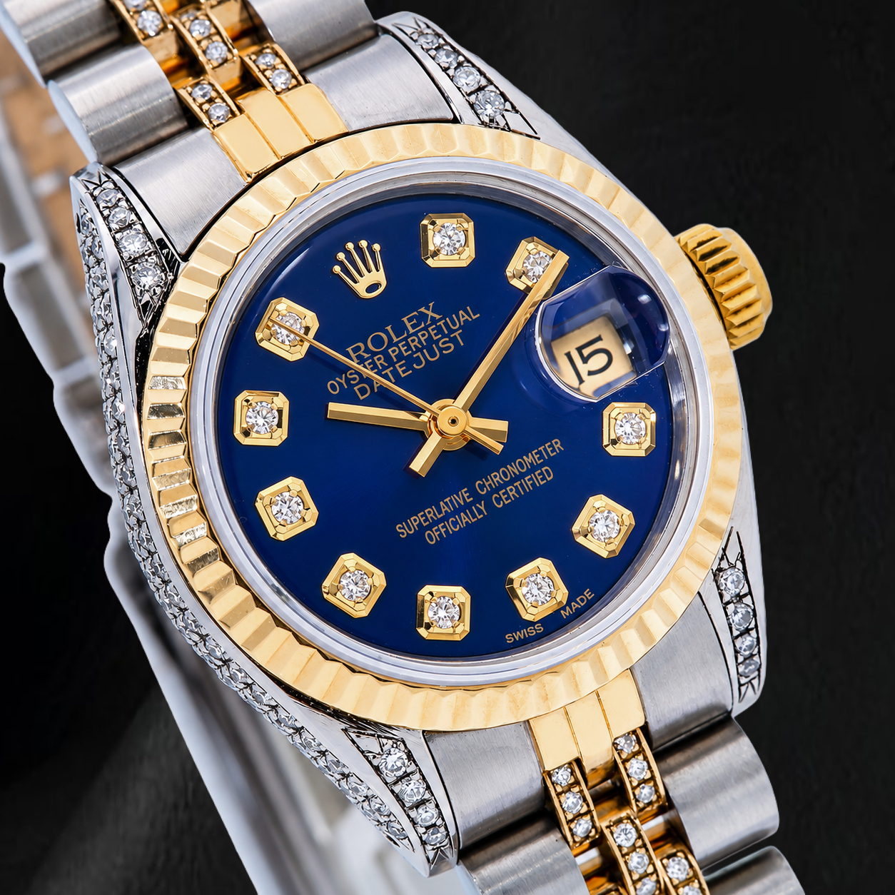Rolex Datejust 69173 26 mm Orologio Bicolore Quadrante Blu con Diamanti