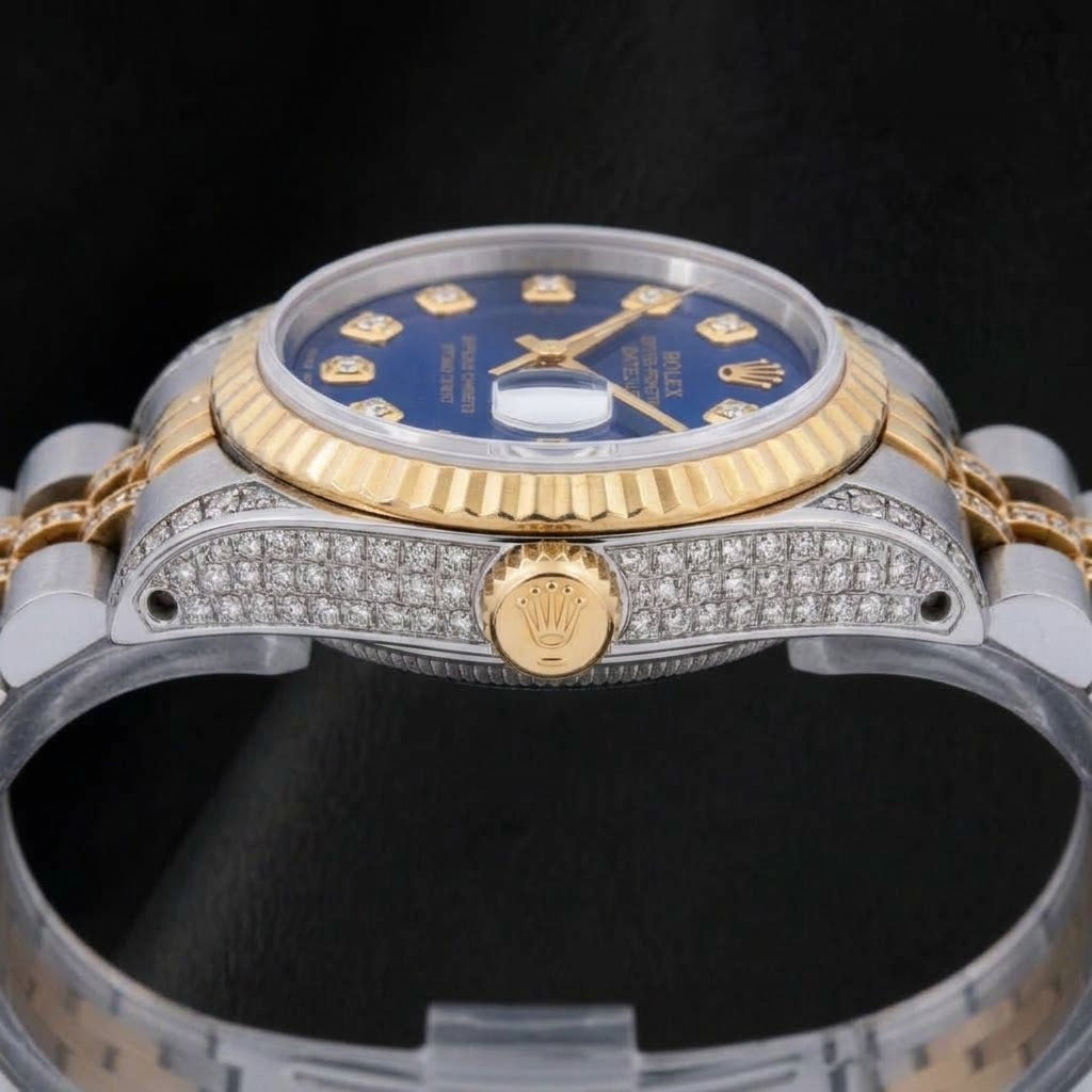 Rolex Datejust 69173 26 mm Orologio Bicolore Quadrante Blu con Diamanti