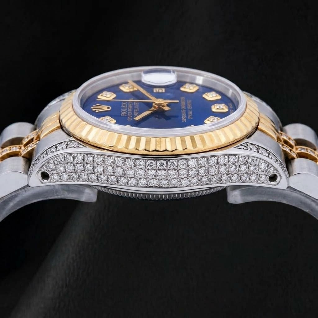 Rolex Datejust 69173 26 mm Orologio Bicolore Quadrante Blu con Diamanti