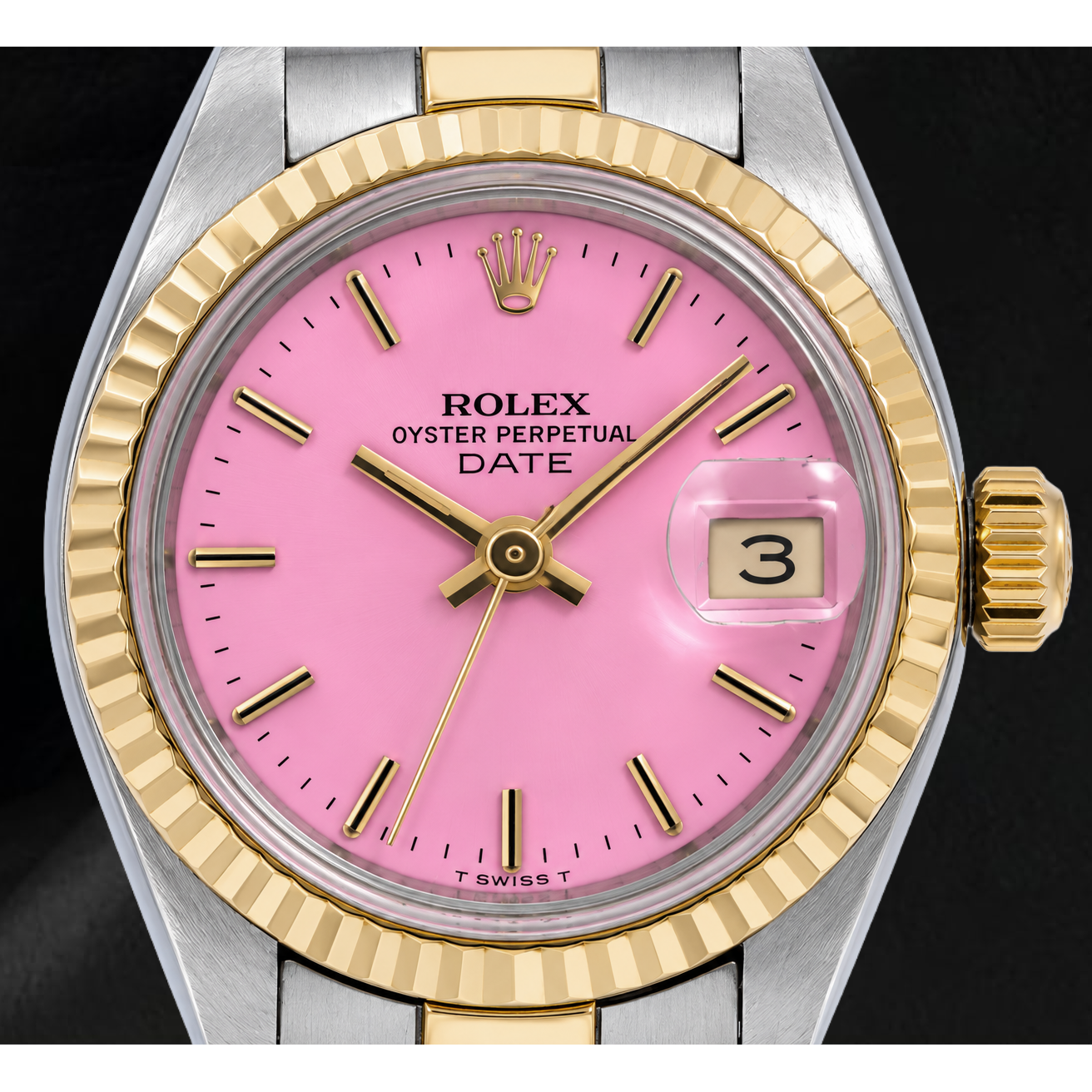 Orologio Rolex Datejust 69173 26 mm Quadrante Rosa Lunetta Zigrinata Bicolore Bracciale Oyster