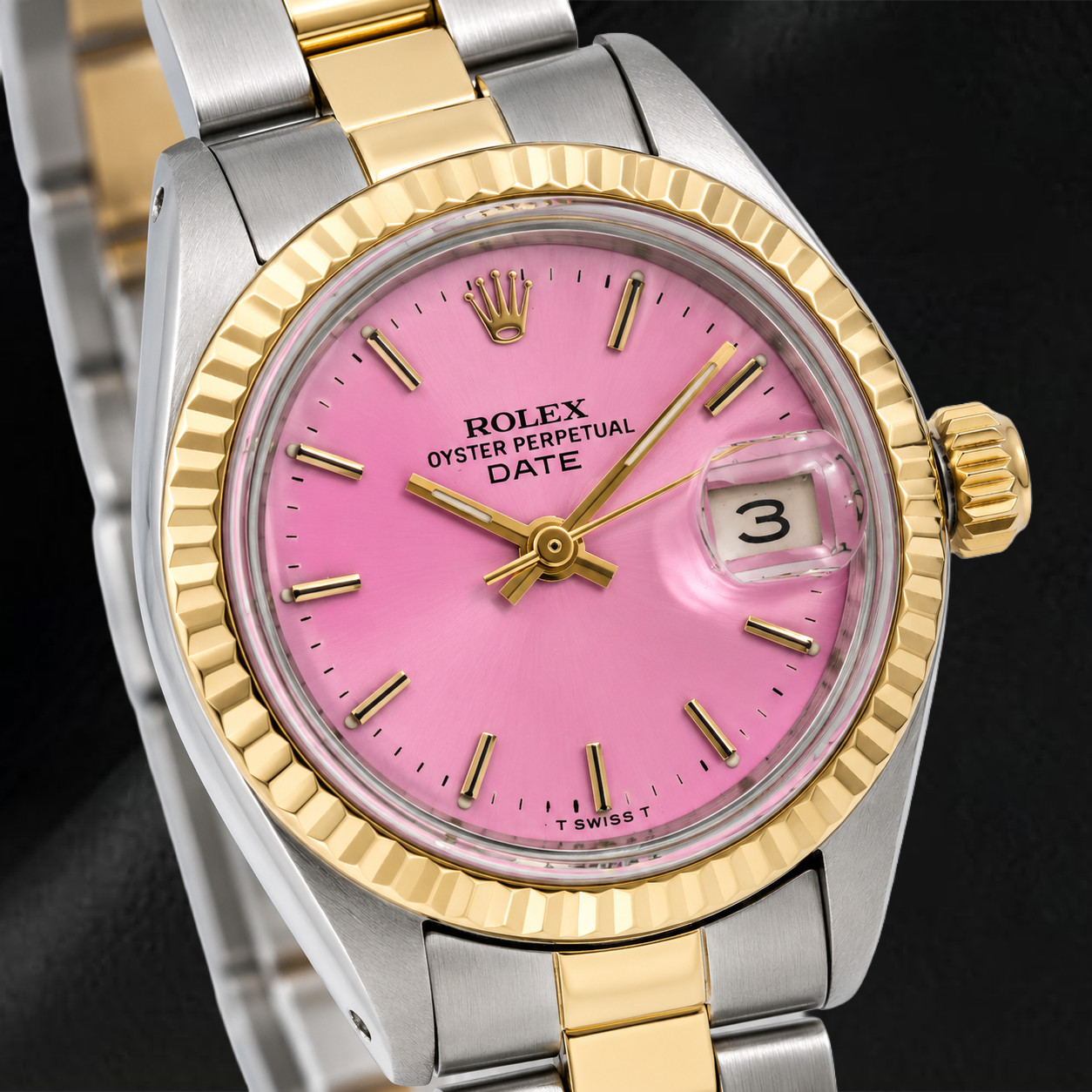Orologio Rolex Datejust 69173 26 mm Quadrante Rosa Lunetta Zigrinata Bicolore Bracciale Oyster