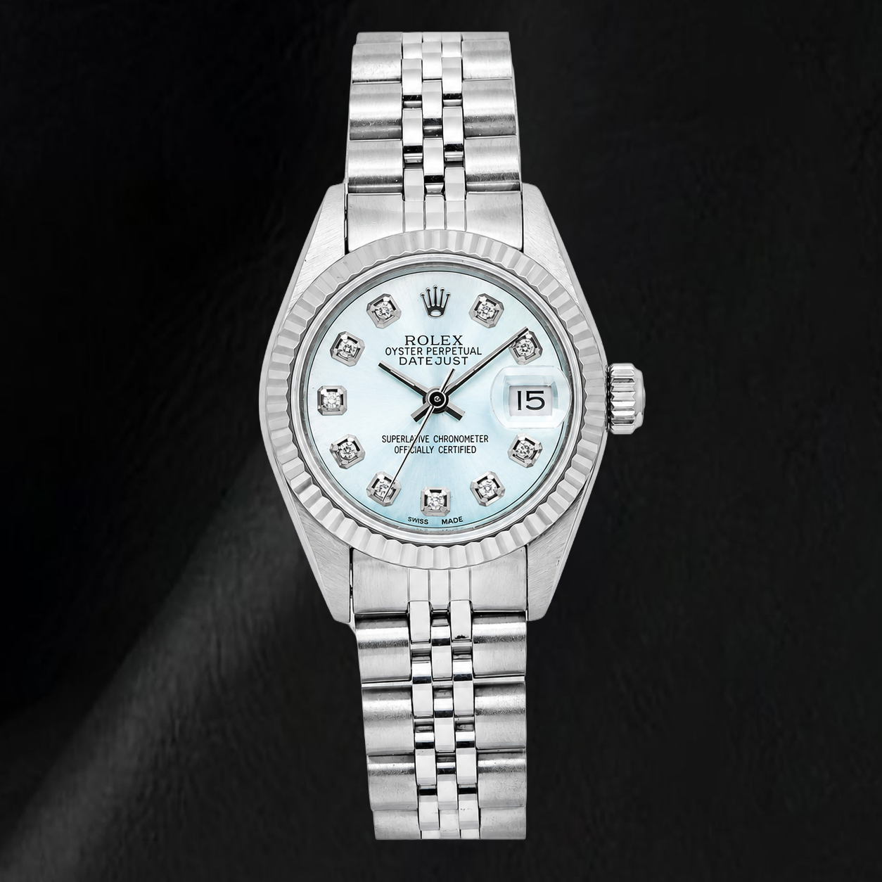 Rolex Datejust 69174 26mm Orologio in Acciaio Inossidabile con Quadrante Blu con Diamanti
