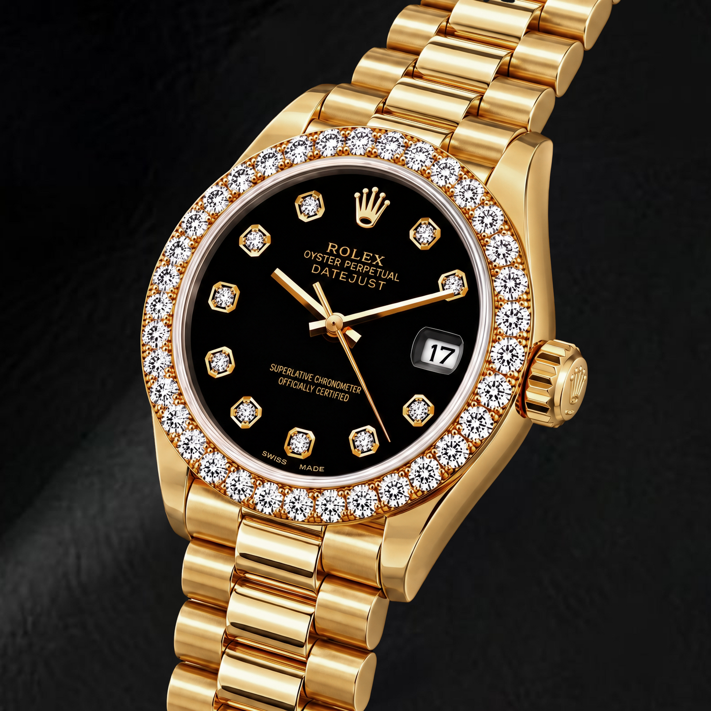 Rolex Datejust 69178 26mm Orologio in Oro Giallo con Quadrante con Diamanti Nero