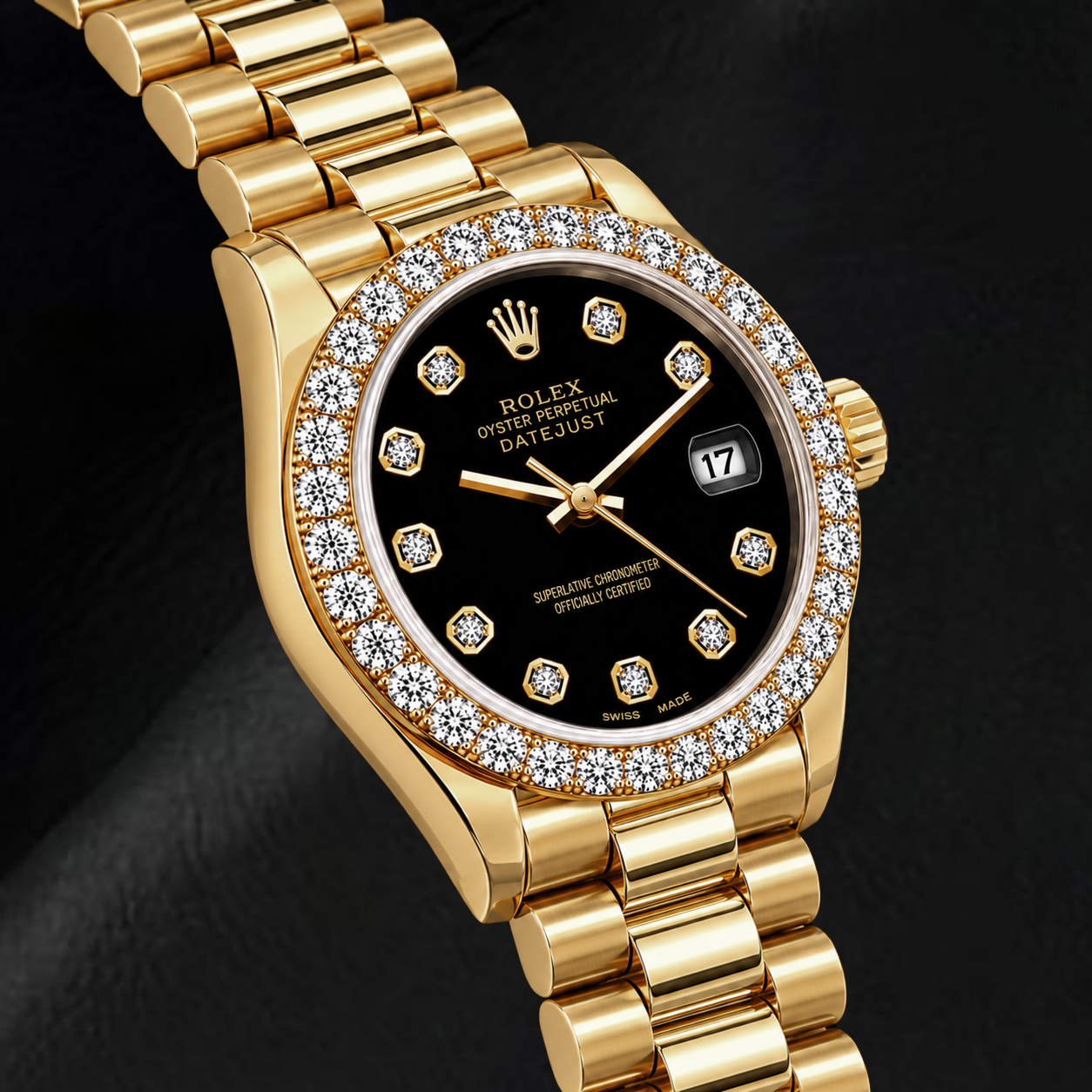 Rolex Datejust 69178 26mm Orologio in Oro Giallo con Quadrante con Diamanti Nero