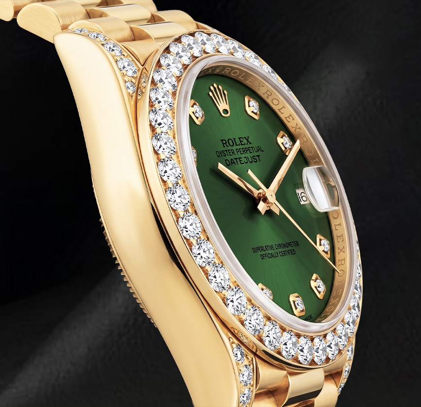 Rolex Datejust 69178 26mm Orologio in Oro Giallo 18K con Diamanti e Quadrante Verde con Diamanti