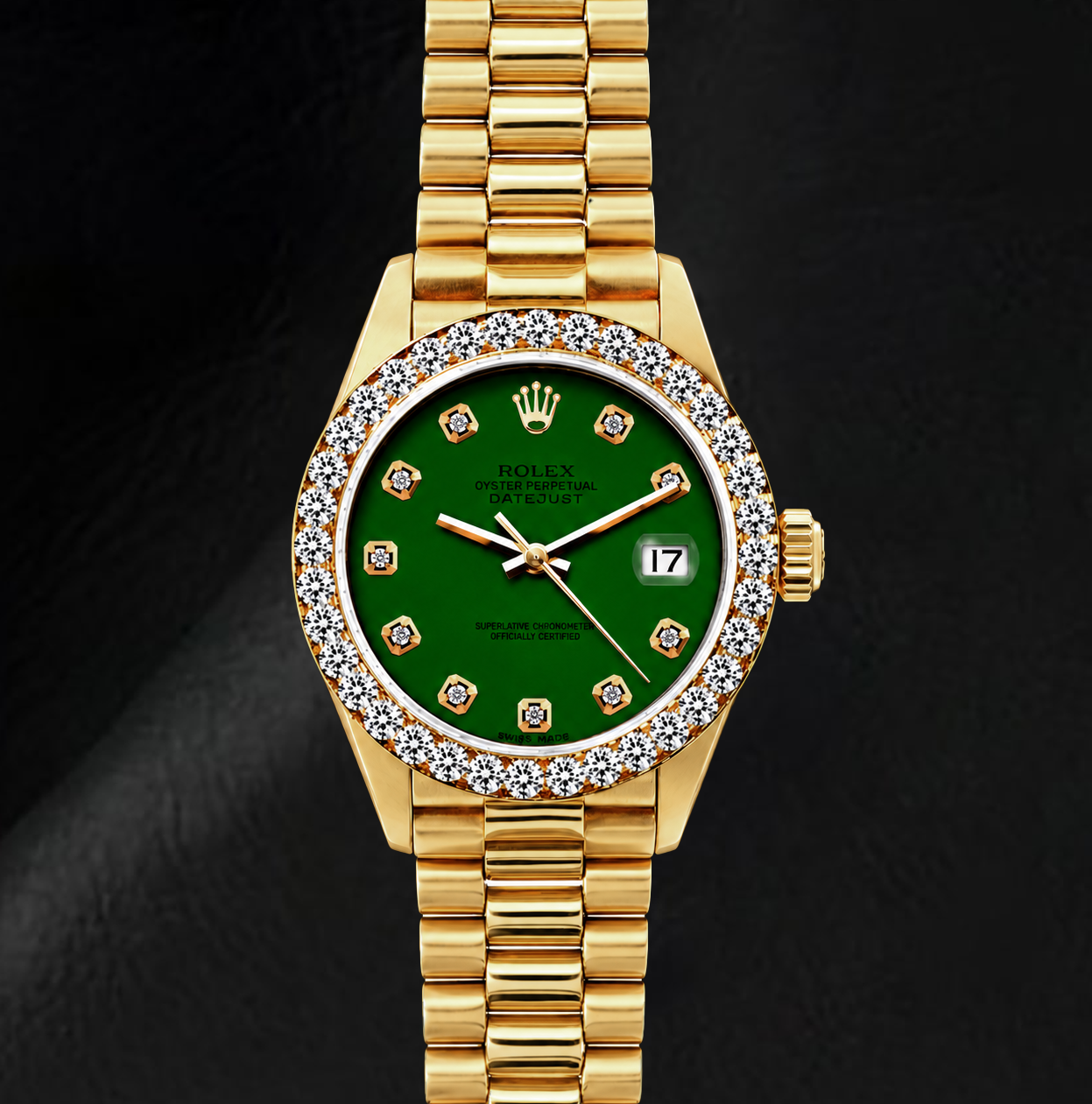 Rolex Datejust 69178 26mm Orologio in Oro Giallo con Quadrante Verde con Diamanti