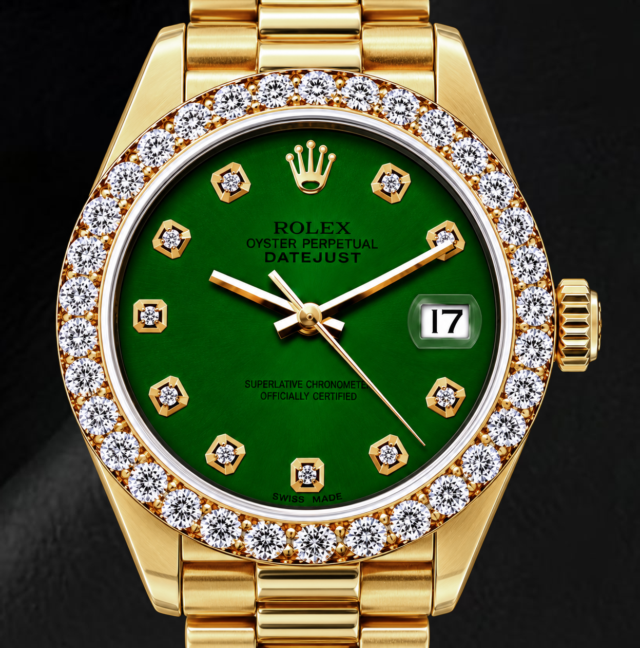 Rolex Datejust 69178 26mm Orologio in Oro Giallo con Quadrante Verde con Diamanti