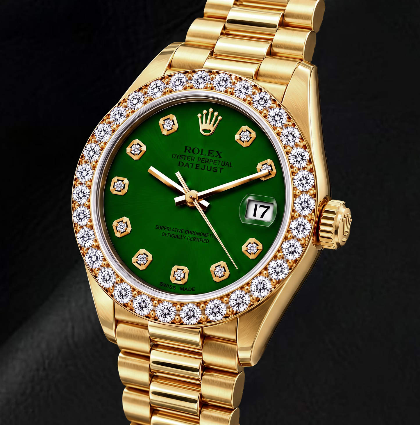 Rolex Datejust 69178 26mm Orologio in Oro Giallo con Quadrante Verde con Diamanti