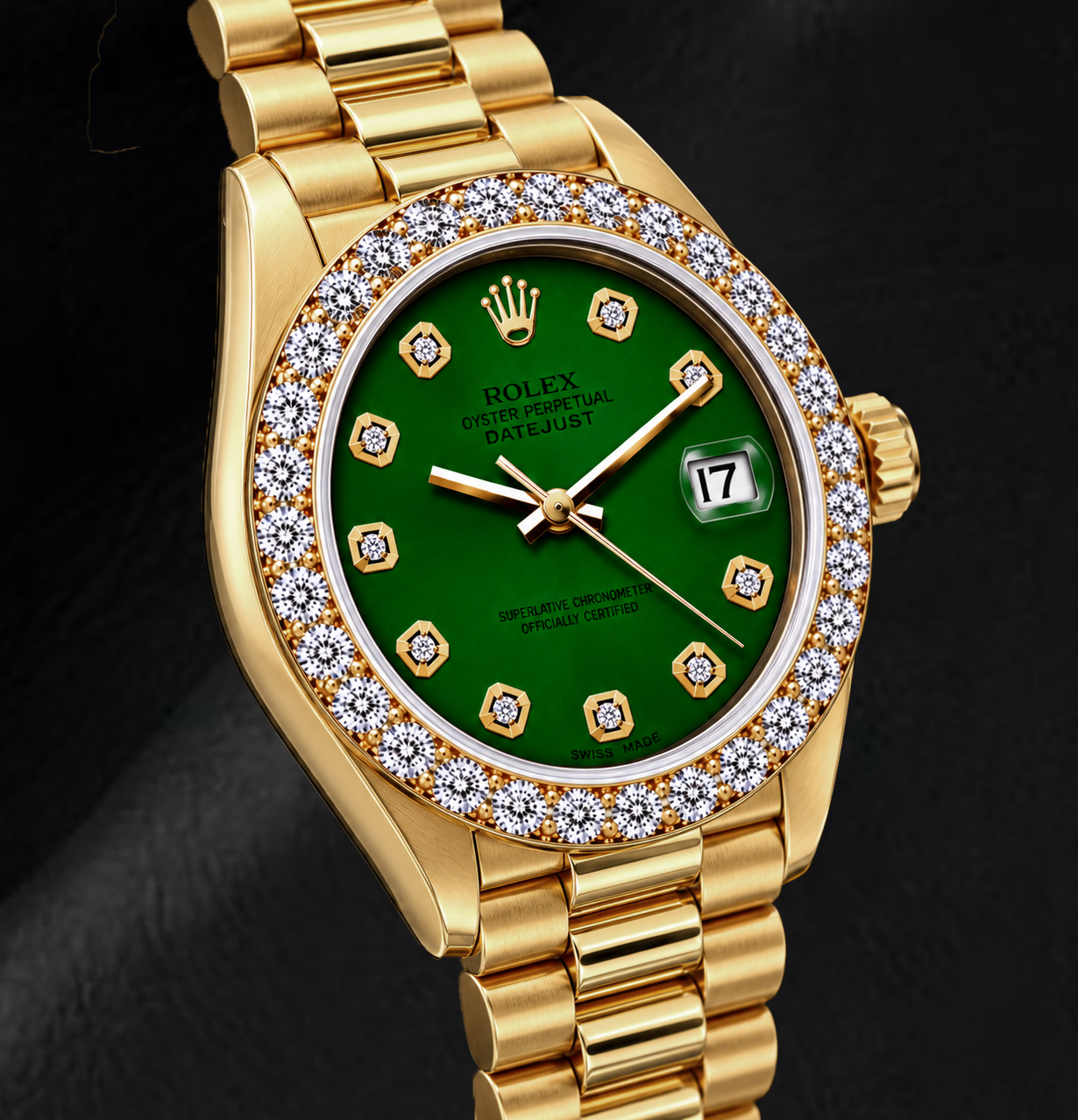 Rolex Datejust 69178 26mm Orologio in Oro Giallo con Quadrante Verde con Diamanti