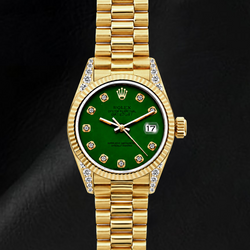 Rolex Datejust 69178 26 mm Orologio in Oro Giallo con Quadrante Verde con Diamanti