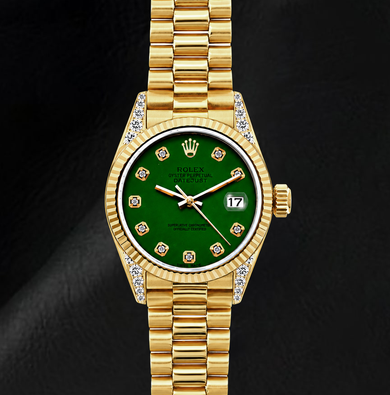 Rolex Datejust 69178 26 mm Orologio in Oro Giallo con Quadrante Verde con Diamanti