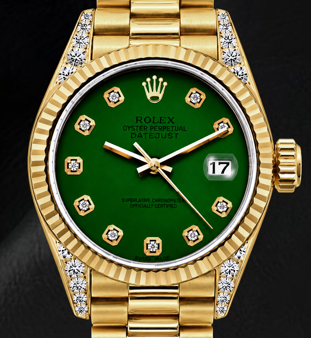Rolex Datejust 69178 26 mm Orologio in Oro Giallo con Quadrante Verde con Diamanti