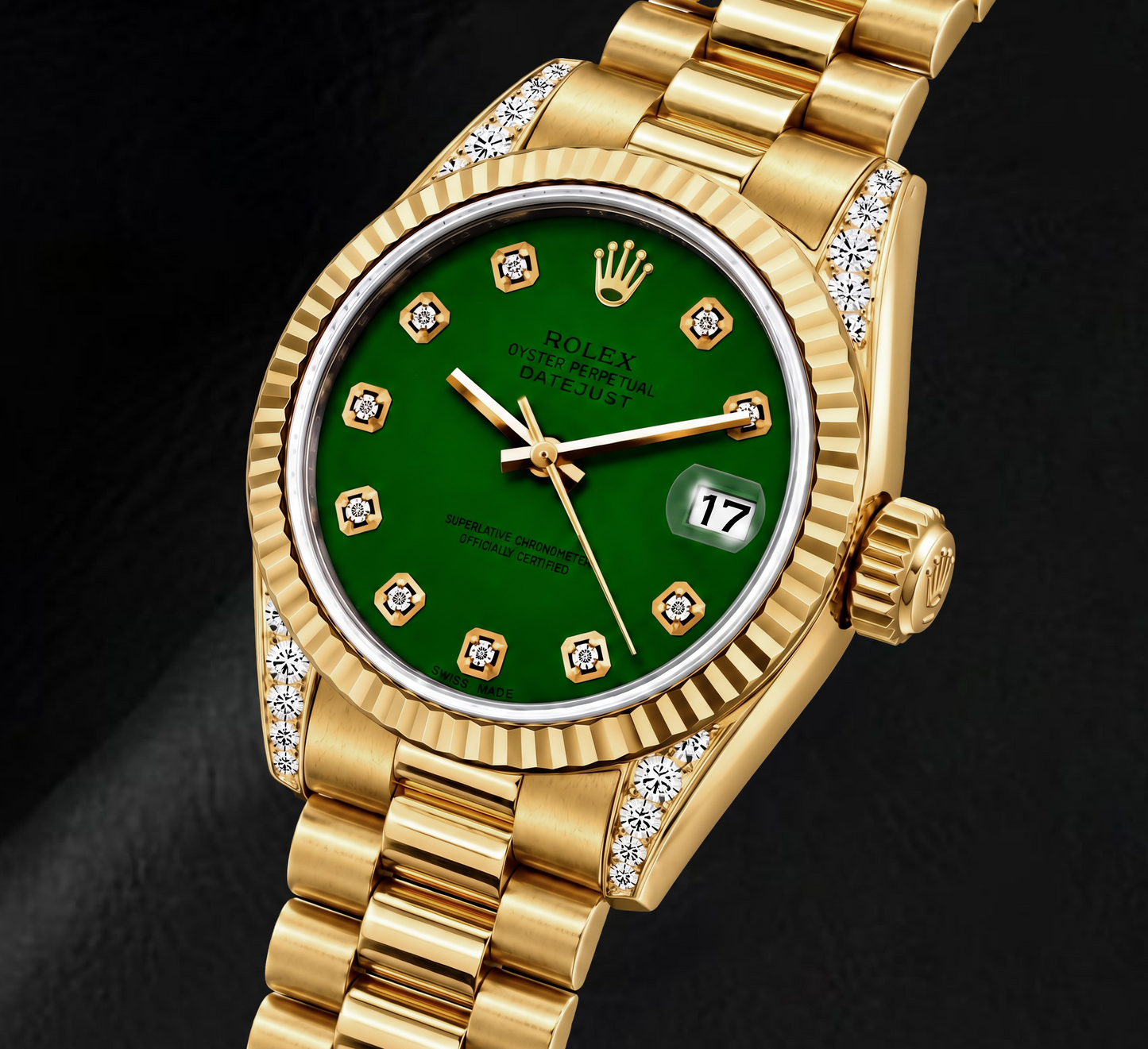 Rolex Datejust 69178 26 mm Orologio in Oro Giallo con Quadrante Verde con Diamanti