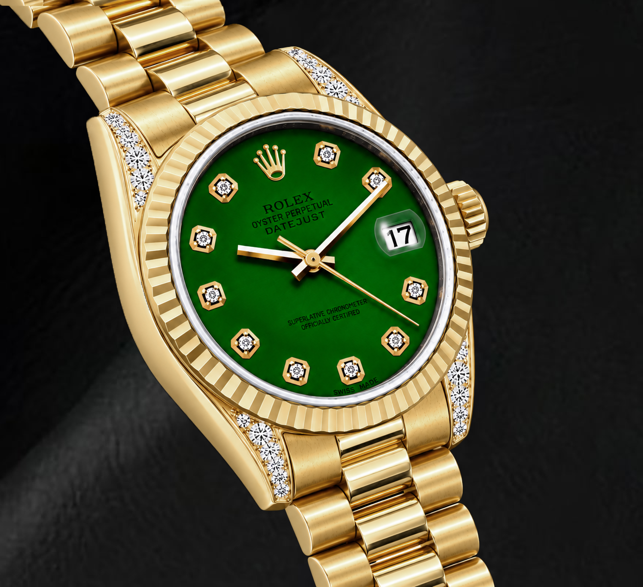 Rolex Datejust 69178 26 mm Orologio in Oro Giallo con Quadrante Verde con Diamanti