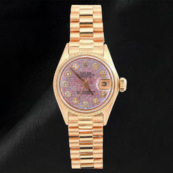 Orologio Rolex Datejust 69178 26 mm in Oro Giallo con Quadrante con Diamanti Jubilee Rosa e Bracciale President