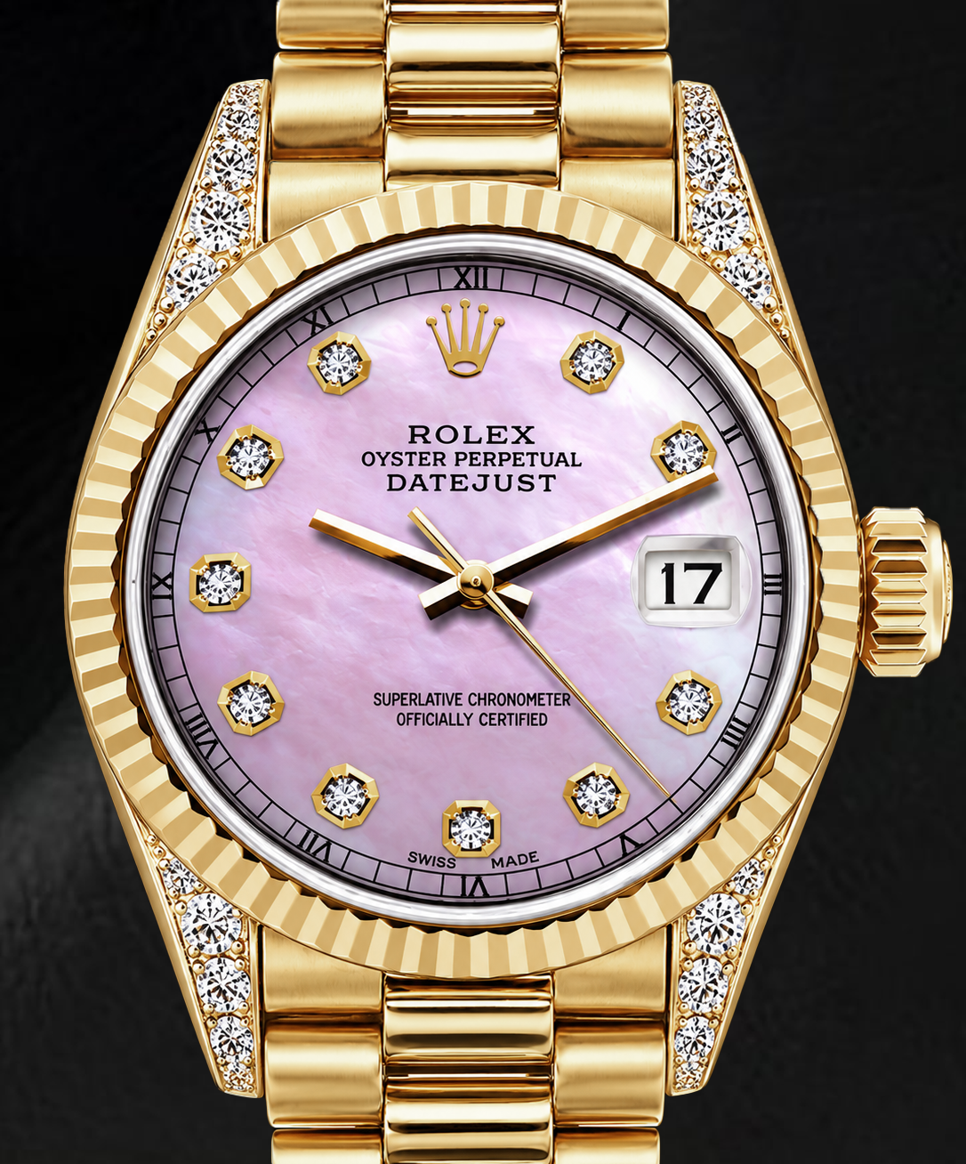 Rolex Datejust 69178 26 mm Orologio in Oro Giallo Quadrante con Diamanti in Madreperla Rosa