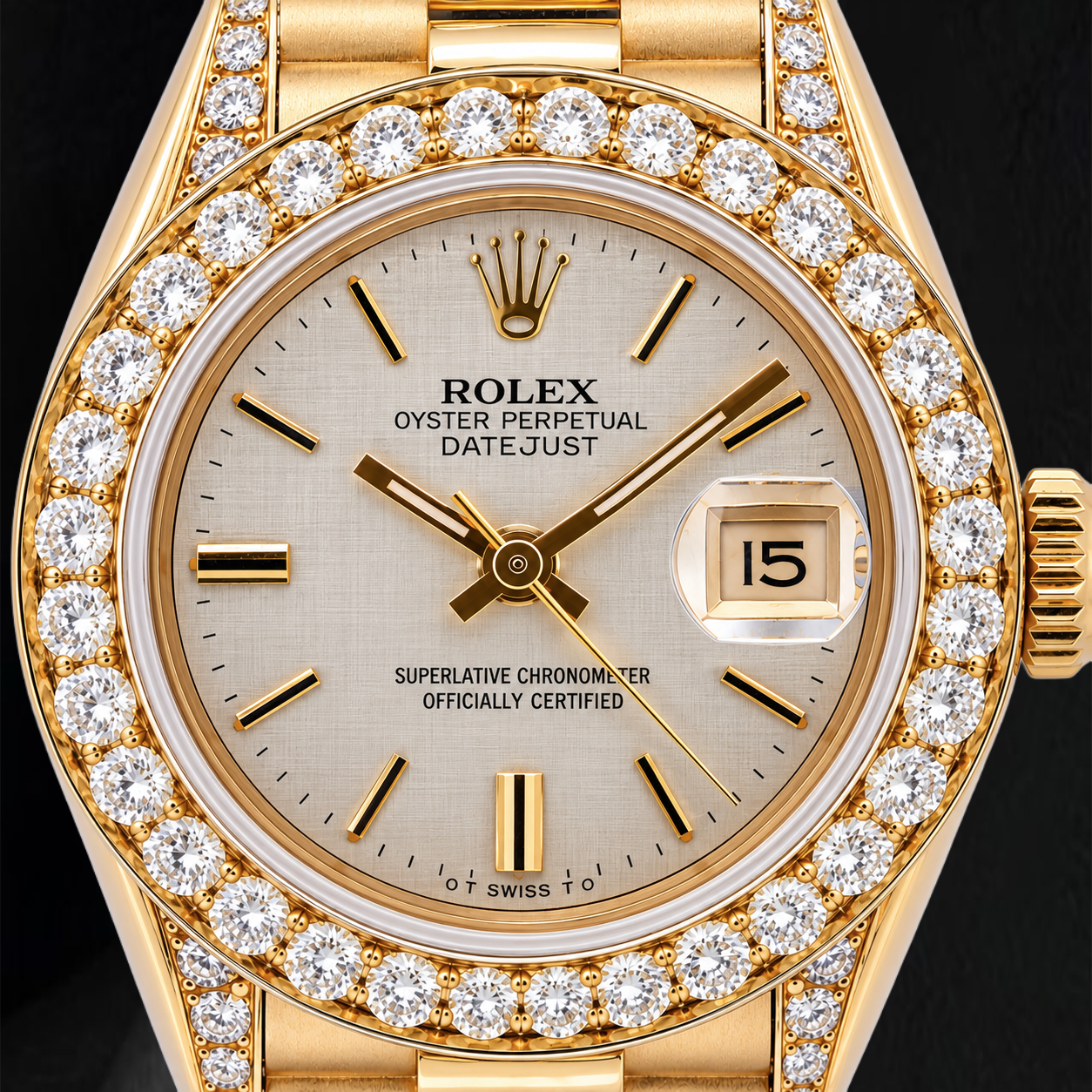 Rolex Datejust 69178 26 mm Orologio in Oro Giallo 18 carati Quadrante con Diamanti Lino Argento