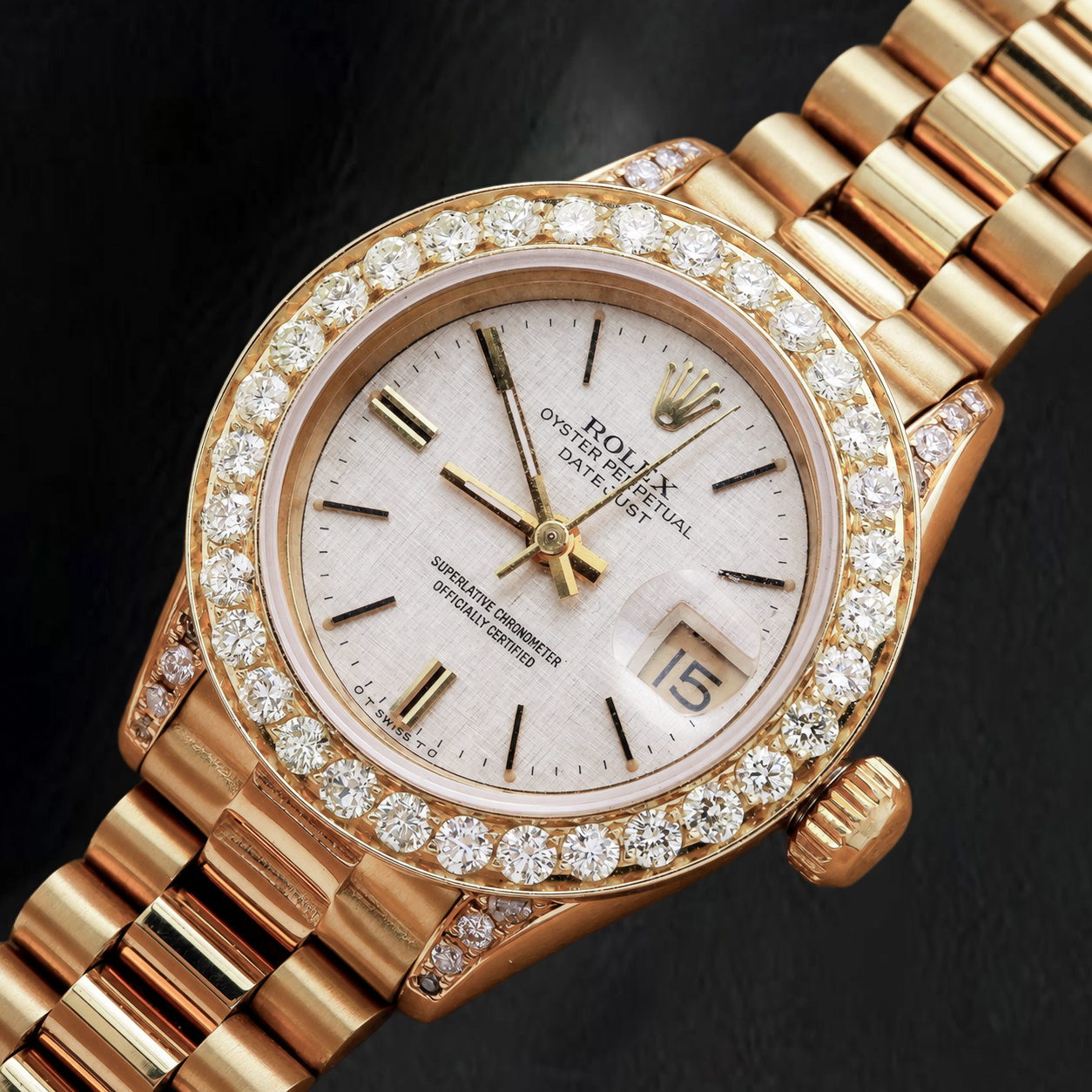 Rolex Datejust 69178 26 mm Orologio in Oro Giallo 18 carati Quadrante con Diamanti Lino Argento