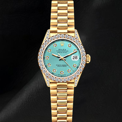 Orologio Rolex Datejust 69178 26 mm Quadrante Turchese con Diamanti Oro Giallo 18K Bracciale President