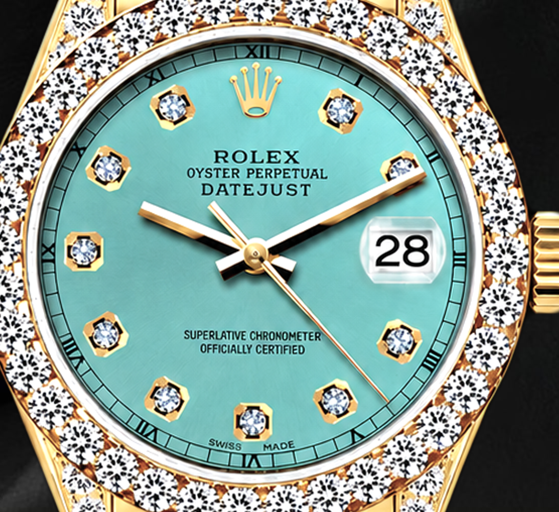 Orologio Rolex Datejust 69178 26 mm Quadrante Turchese con Diamanti Oro Giallo 18K Bracciale President