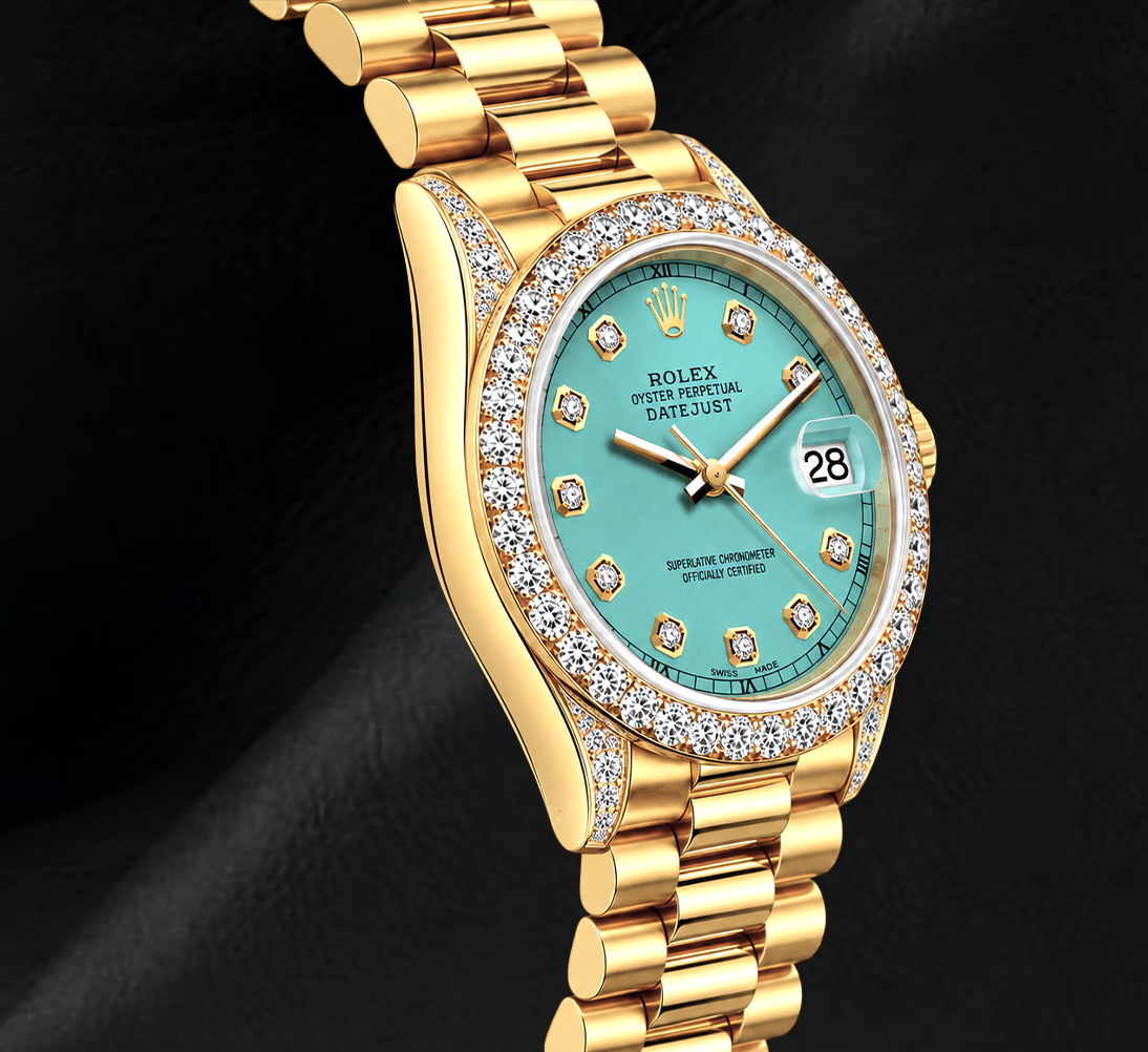 Orologio Rolex Datejust 69178 26 mm Quadrante Turchese con Diamanti Oro Giallo 18K Bracciale President