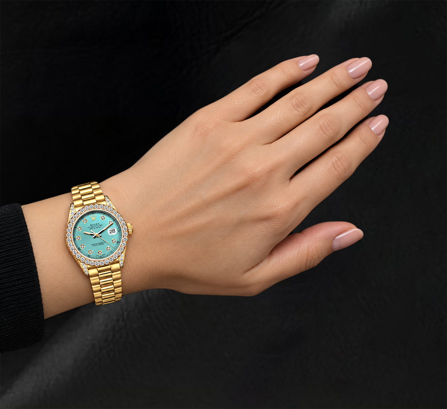 Orologio Rolex Datejust 69178 26 mm Quadrante Turchese con Diamanti Oro Giallo 18K Bracciale President