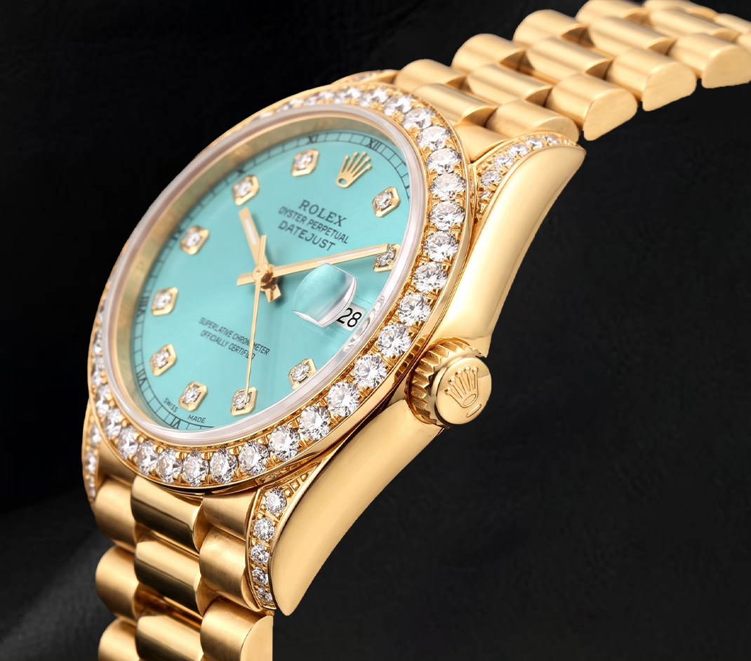 Orologio Rolex Datejust 69178 26 mm Quadrante Turchese con Diamanti Oro Giallo 18K Bracciale President
