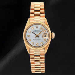 Orologio Rolex Datejust 69178 26 mm in Oro Giallo con Quadrante con Diamanti in Madreperla Bianca e Bracciale President