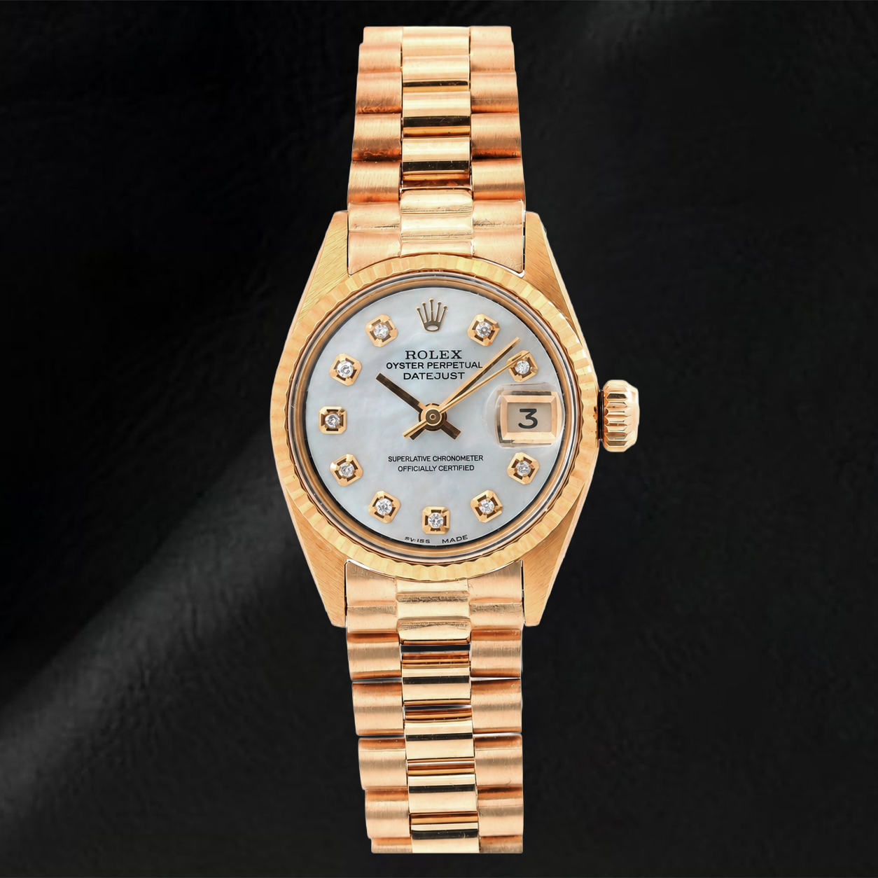 Orologio Rolex Datejust 69178 26 mm in Oro Giallo con Quadrante con Diamanti in Madreperla Bianca e Bracciale President