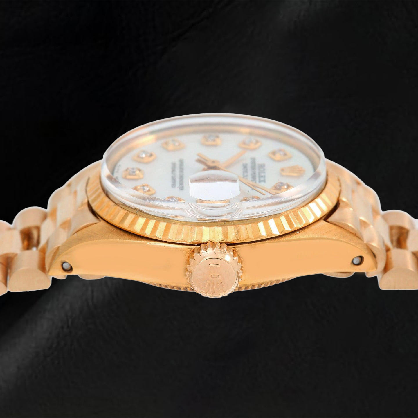 Orologio Rolex Datejust 69178 26 mm in Oro Giallo con Quadrante con Diamanti in Madreperla Bianca e Bracciale President