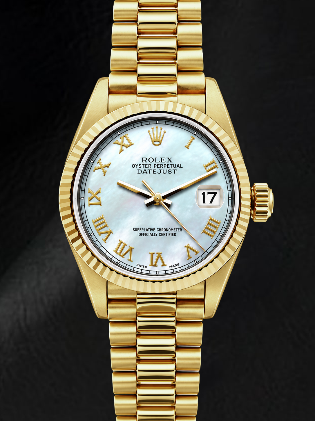 Rolex Datejust 69178 26mm Orologio in Oro Giallo con Quadrante in Madreperla Bianca e Numeri Romani